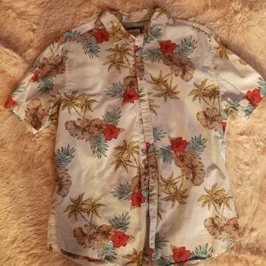 Denim and flower button up